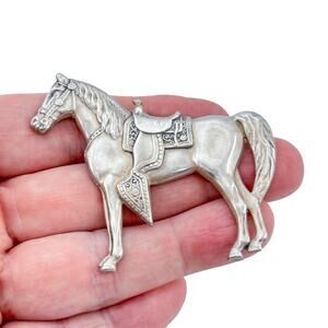 Vintage Sterling Silver 925 Substantial Horse Brooch